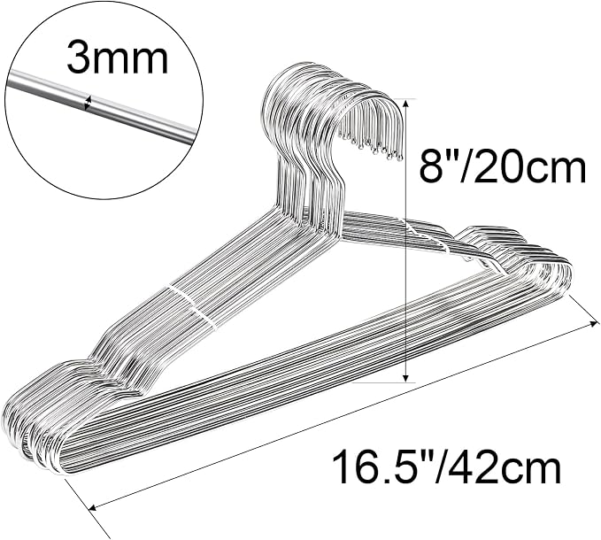 Tosnail 50 Pack Stainless Steel Strong Wire Metal Hangers Heavy Duty Clothes - Image 2