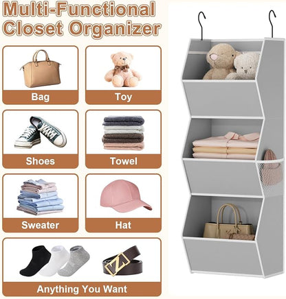 Hanging Closet Organizer 3 Shelf Collapsible Bedroom Closet Organizers and - Image 5