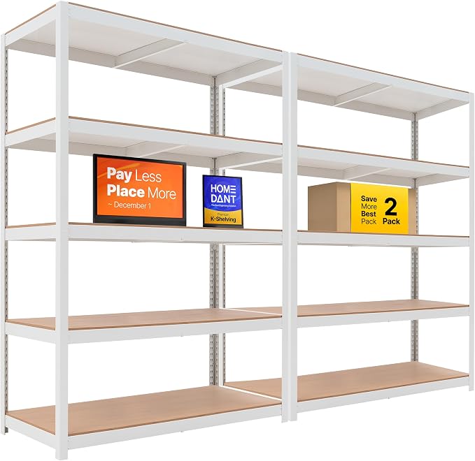 HOMEDANT House Lift-Beam White Boltless Heavy Duty Garage Storage Shelving by TheBestOrganizingSolution