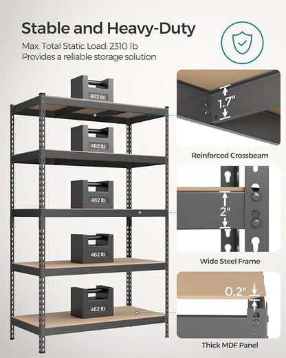 SONGMICS 5-Tier Storage Shelves, Load 2310 lb, Boltless Assembly, Adjustable - Image 4