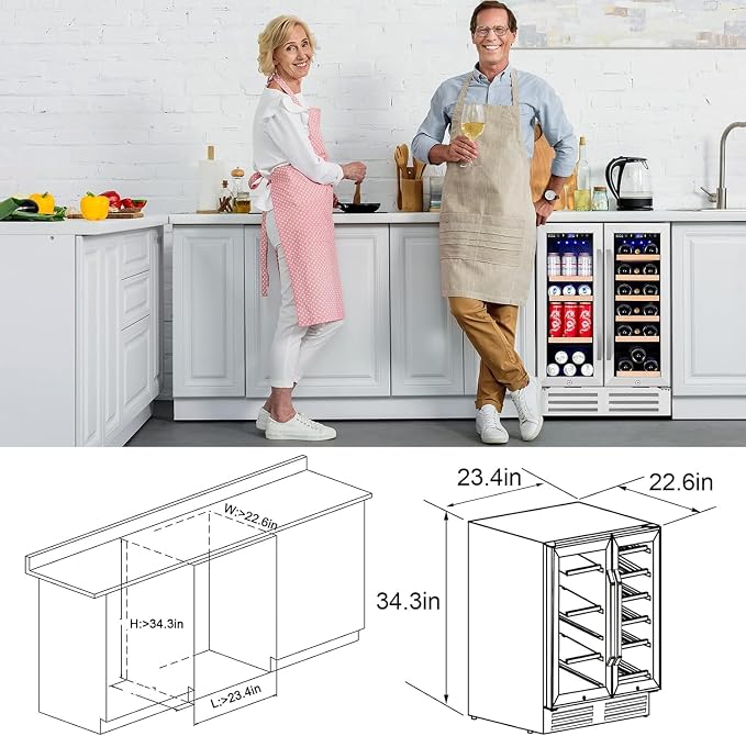 Wine and Beverage Refrigerator, 24 Inch Dual Zone Fridge - Image 7