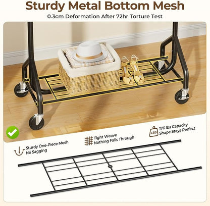 Heavy-Duty 450LBS Capacity Metal Clothes Rack，Rolling Clothing Rack - Image 4