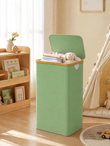 iEGrow Laundry Basket with Lid, 110L Large Laundry Hamper with Banboo Handle - Image 9