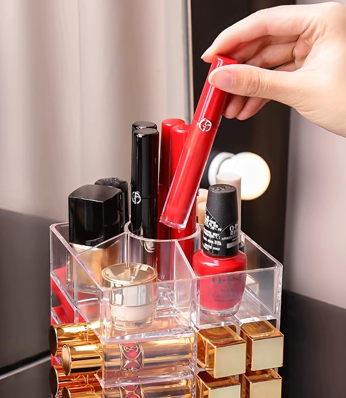 Sooyee 360 Degree Spinning Lipstick Organizer Holder 53 Spaces, Acrylic - Image 7
