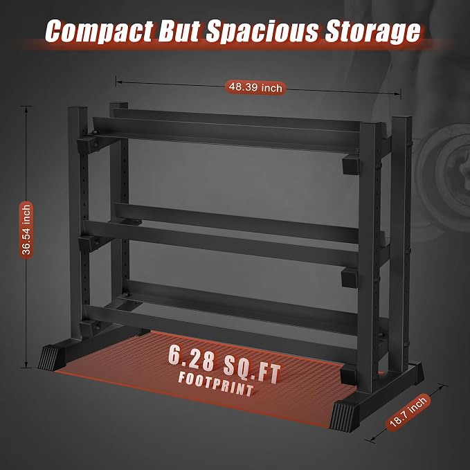 3-Tier Dumbbell Rack, 1200LB Capacity Adjustable Weight Rack - Image 6