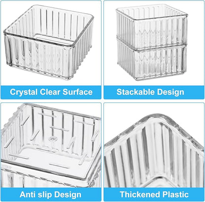 HOTOOLME 7PCS Clear Drawer Organizers Bins, 4 Size Stackable Makeup Drawer - Image 4