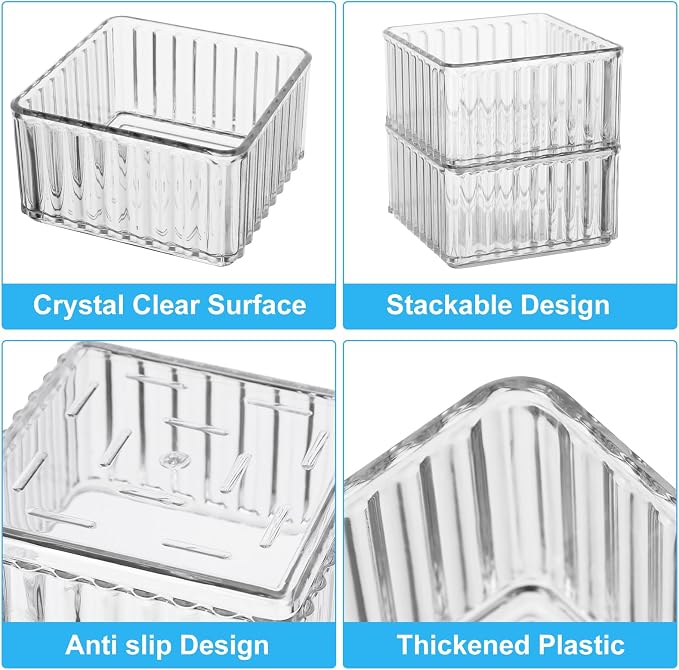 HOTOOLME 14PCS Clear Drawer Organizers Bins, 4 Size Clear Makeup Drawer - Image 5
