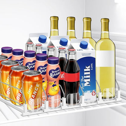 Drink Organizer for Fridge, 5 Row Automatic Pusher Glide, Adjustable Width Soda by Hanmir