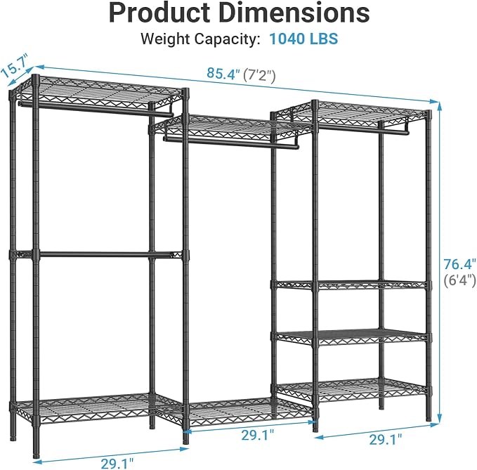 VIPEK V5 Plus Large Portable Closet Rack Freestanding Wardrobe Closet, 85.4" L - Image 6