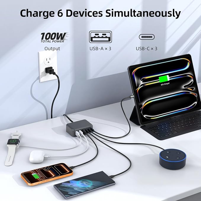 6 in 1 USB Charger, 50% Smaller Charging Station - Image 3