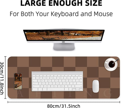 Non-Slip Checkered Desk Mat, Waterproof PU Leather Protector, Large Blotter - Image 2