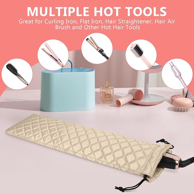 AMIJEAL Heat Resistant Hair Tools Organizer Bag Portable Travel Drawstring - Image 5