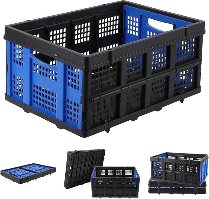 55L Collapsible Crates for Storage, Stackable & Collapsible Milk Crates by Unknown