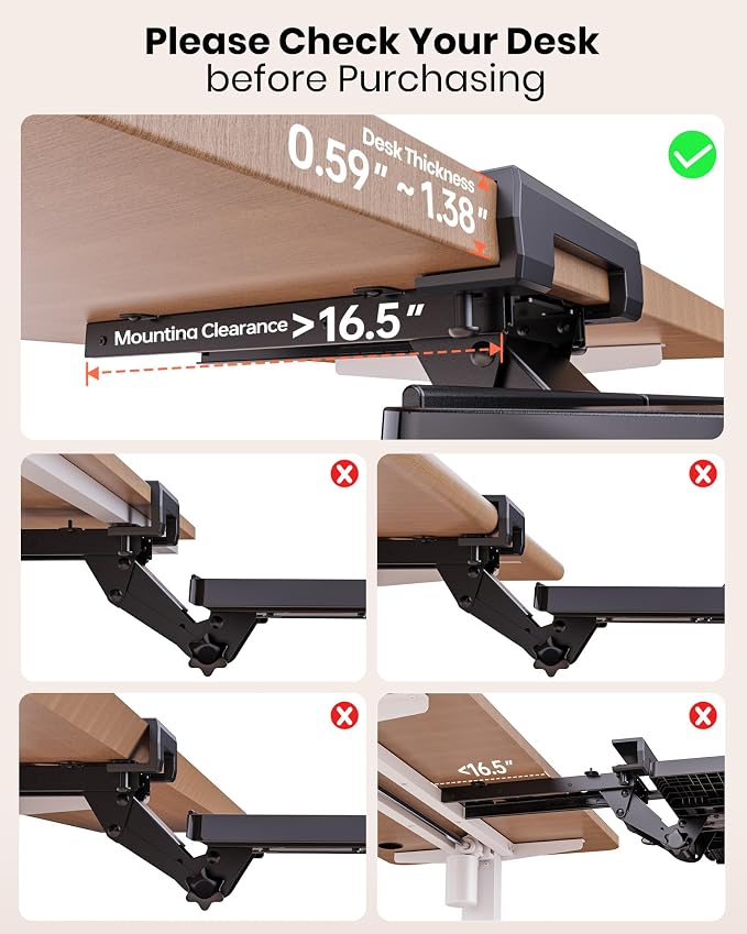 Klearlook Upgraded Ergonomic Keyboard Tray Under Desk, Adjustable Sliding - Image 8