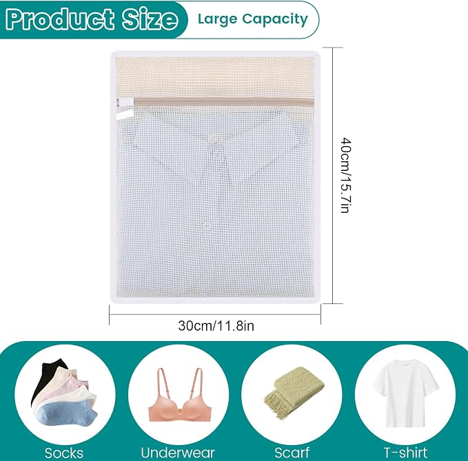 Dntorx 4 Pack Durable Cotton Mesh Laundry Bags - Image 2
