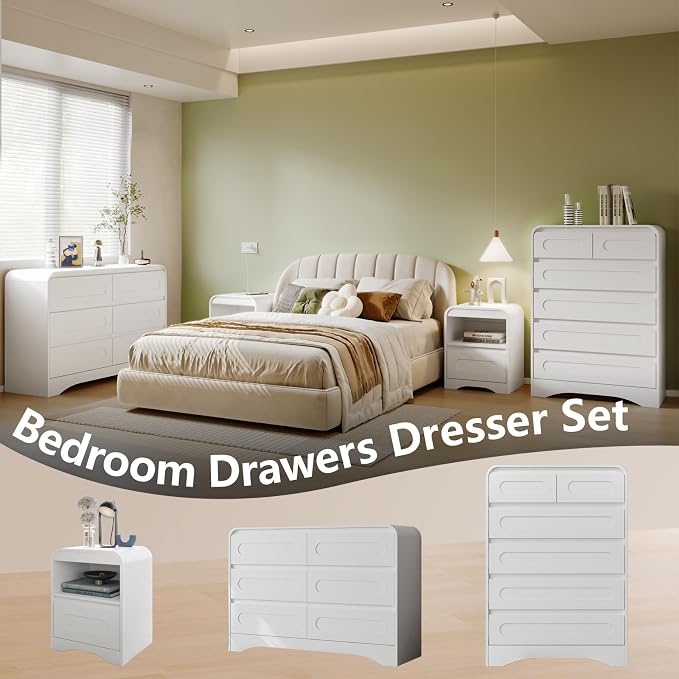 Dresser for Bedroom with 6 Drawers, Wood Closet Clothes Storage Dressers - Image 6