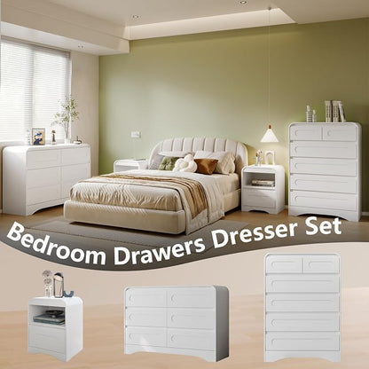 Dresser for Bedroom with 6 Drawers, Wood Closet Clothes Storage Dressers - Image 6