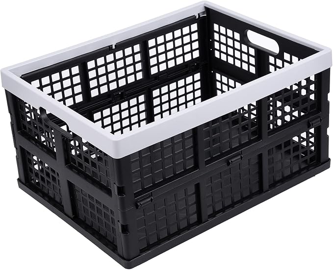 3-Pack Plastic Collapsible Storage Crates-30L, Foldable Plastic Crates - Image 2