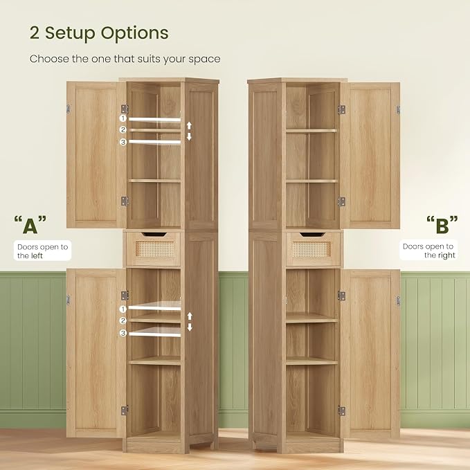Iwell Tall Bathroom Cabinet, Slim Narrow Storage Cabinet - Image 4