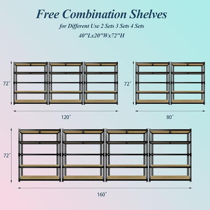 Heavy Duty Garage Storage Shelves, 2500 Lbs Capacity, 5-Tier Adjustable Storage - Image 6