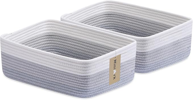 Large Shallow Organizing Baskets 15x11x5.1 Inches by MiniArkStorageBasketsHome