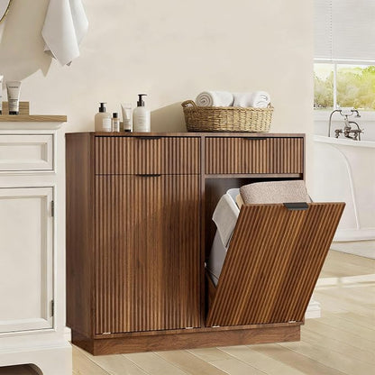 Double Tilt Out Trash Can Cabinet, Laundry Hamper Cabinet - Image 8