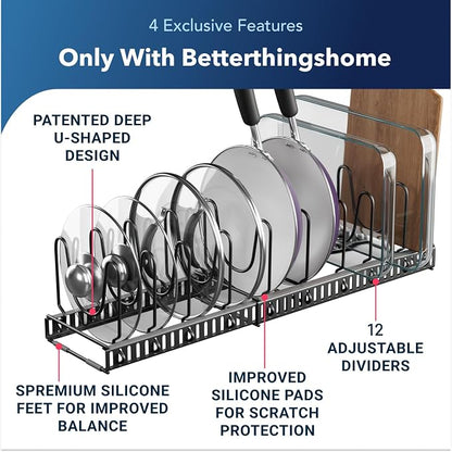 Better Things Home 12+ Expandable Pan and Pot Lid Organizer Rack - Image 2