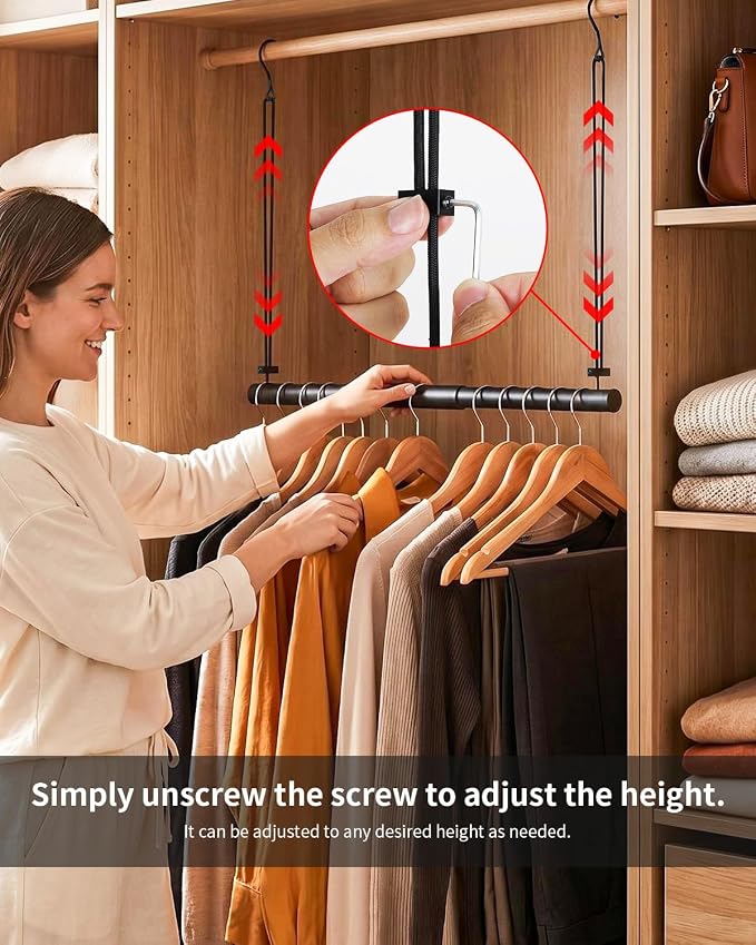 BaiNong Adjustable Closet Hanging Rod 17-30" Black 2 Pack | Closet Rod Extender - Image 6