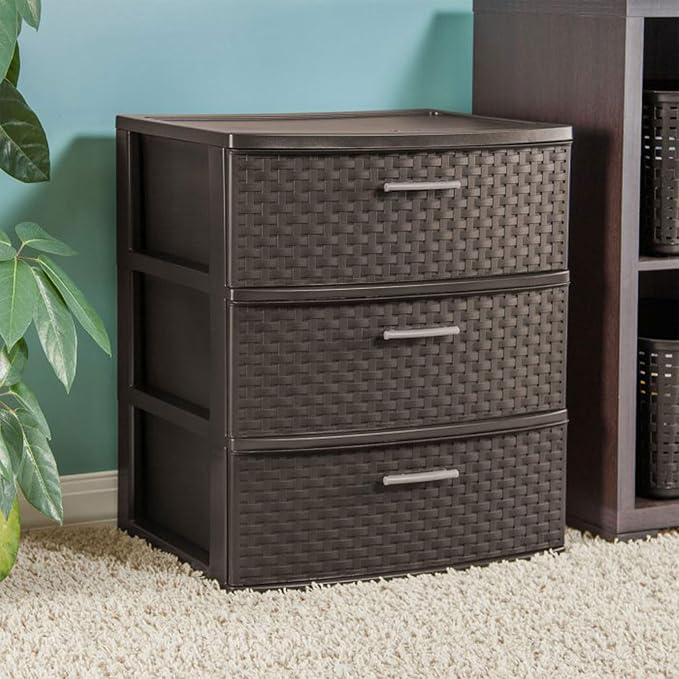 Sterilite 2-Pack 3-Drawer Wide Weave Tower, Storage Closet Organizer, and - Image 2