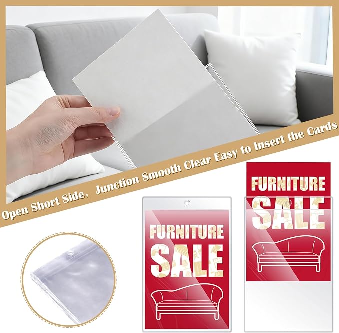 50 Pcs Clear Plastic Furniture Tags Holders Bulk 5 x 7 Inch - Image 3