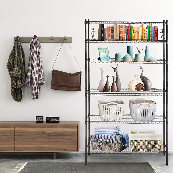 PayLessHere | 6-Tier Wire Shelf | 42"x16"x72" | Black | Adjustable Racks | - Image 2