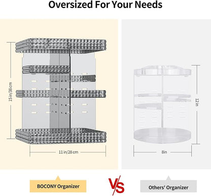 Rotating Makeup Organizer, Large Capacity Cosmetic Display Case, Acrylic - Image 4