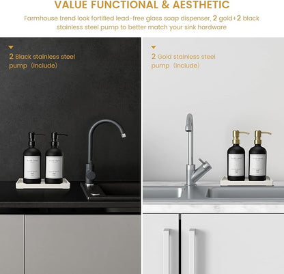 Glass Soap Dispenser for Kitchen, Farmhouse Dish Soap Dispenser&Hand Soap - Image 2