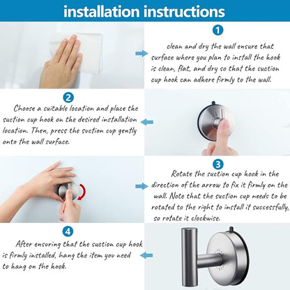 DGYB Large Suction Cup Hooks for Shower Set of 4 - Image 6