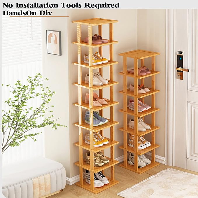 SAN HE Bamboo Shoe Rack 17 Tier- Vertical Shoe Rack - Image 7