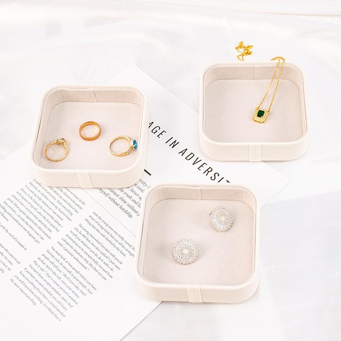 SANQIANWAN Set of 3 Small Stackable Jewelry Organizer Trays Mini Jewelry Drawer - Image 6