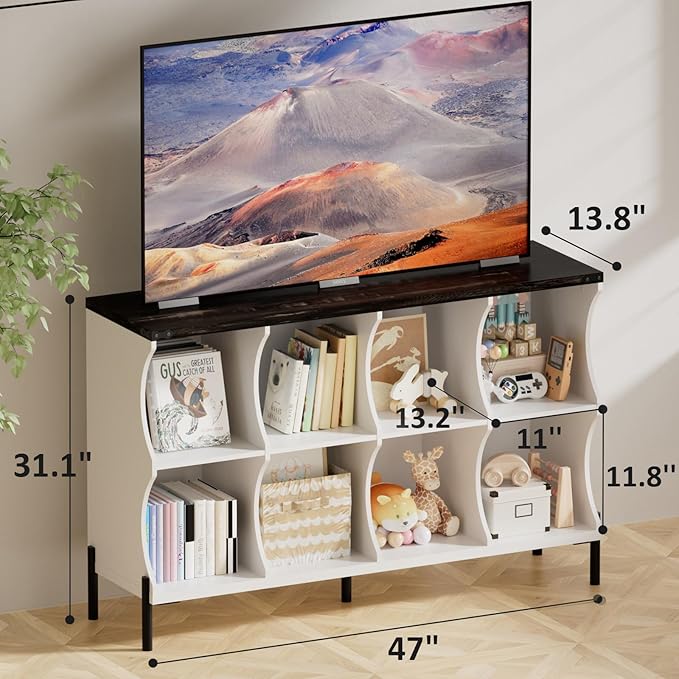 8 Cube Storage Shelf Organizer, Low Book Shelf Bookcase Entryway Table - Image 2