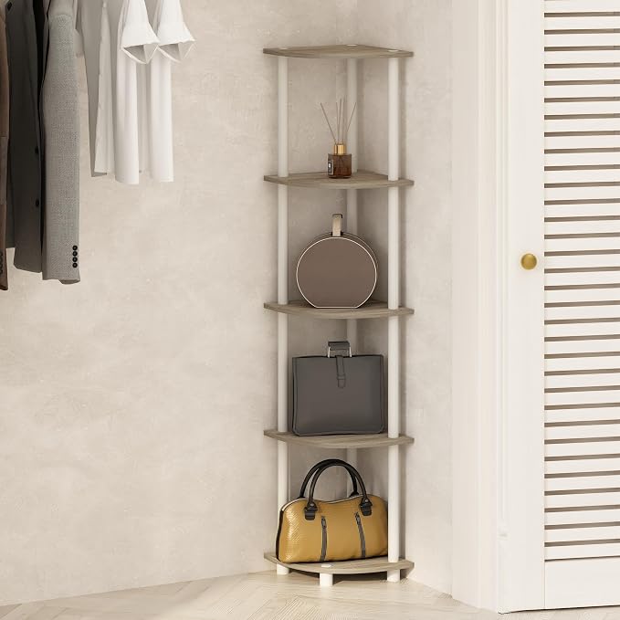 Furinno Turn-N-Tube Storage Shelves, 5-Tier Book Shelf, Corner Shelf - Image 2