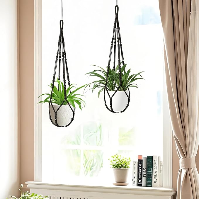LEWESU Macrame Plant Hanger Indoor Set of 2 - Image 2