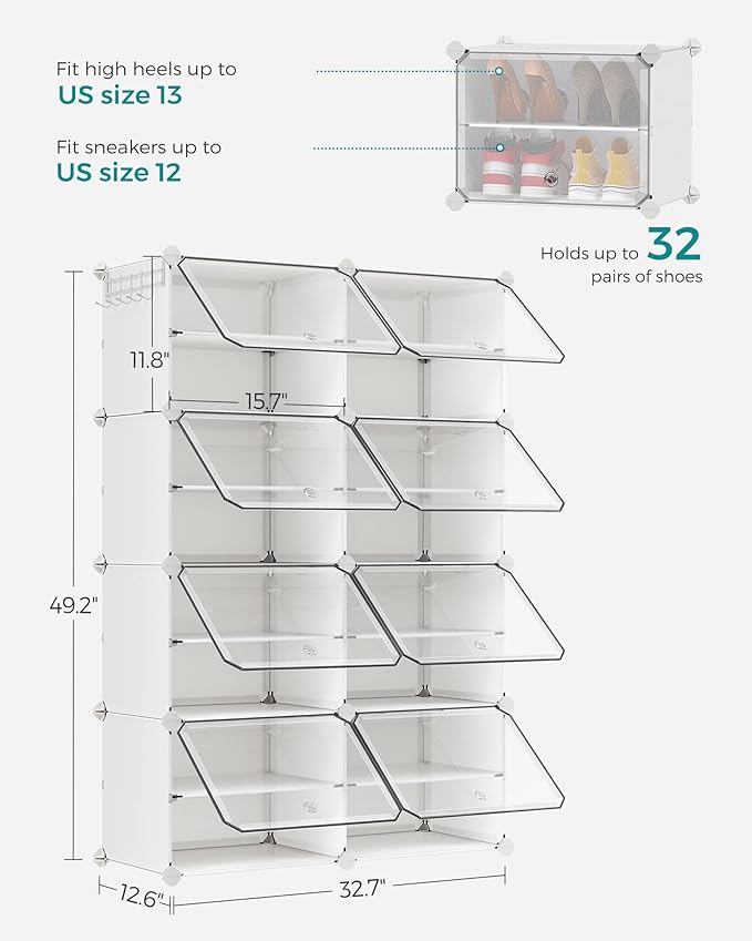 SONGMICS Shoe Rack Organizer, 8-Tier Shoe Storage Cabinet - Image 3