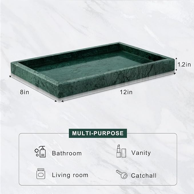 Marble Bathroom Tray for Countertop & Home Decor, Natural Decorative Marble - Image 3
