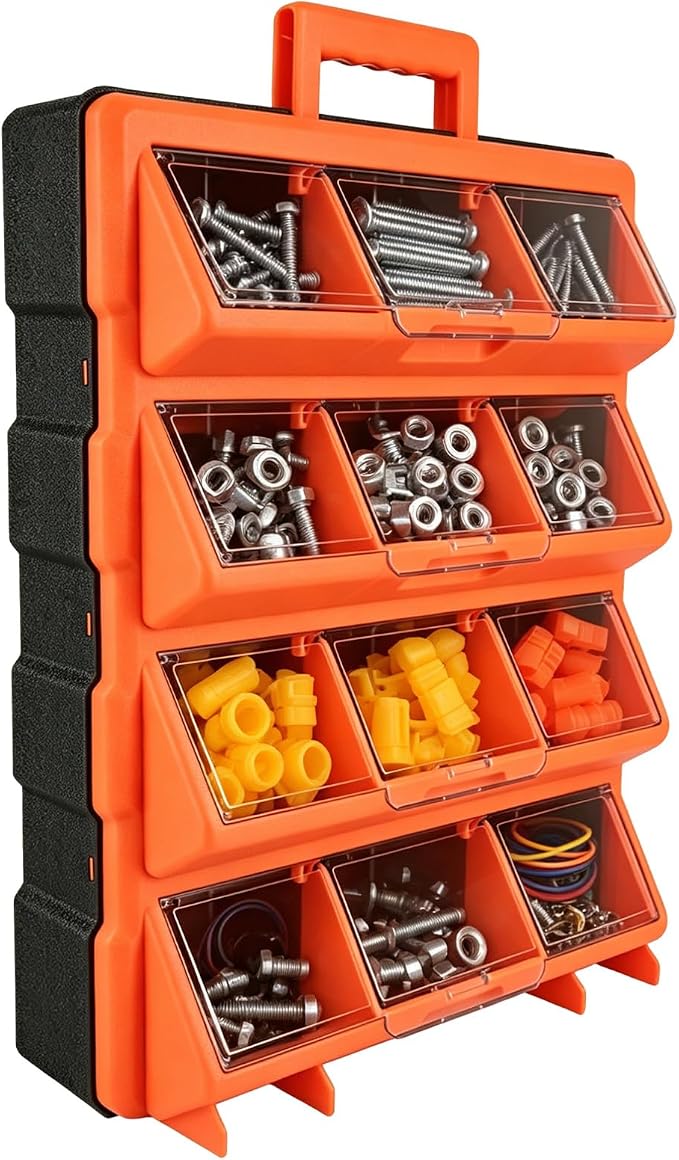 ULIBERMAGNET Tool Box Organizer, 12-Compartment Portable Small Parts Organizer by ULIBERMAGNET