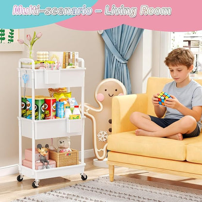 SUNALLY Baby Diaper Caddy Cart, 3 Tier Rolling Diaper Cart - Image 6