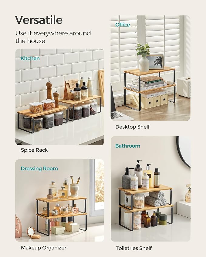 SONGMICS Cabinet Organizer Shelf, Kitchen Storage, Spice Rack, Expandable - Image 4