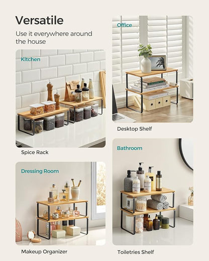 SONGMICS Cabinet Organizer Shelf, Kitchen Storage, Spice Rack, Expandable - Image 3