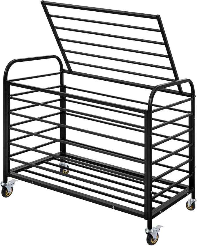 MyGift Professional Black Metal Rolling Sports Ball Storage Cart - Image 6