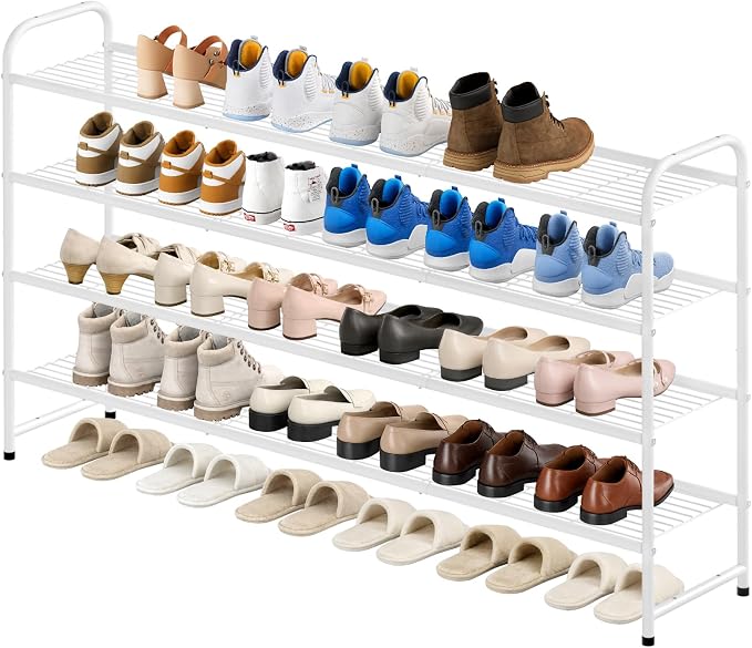 KEETDY 4-Tier Long Shoe Rack for Closet Floor, Wide Shoe Organizer Storage by KEETDY