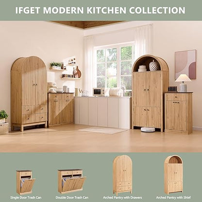 Modern Tilt-Out Trash Can Cabinet, 10 Gallon Fluted Laundry Hamper Cabinet - Image 7