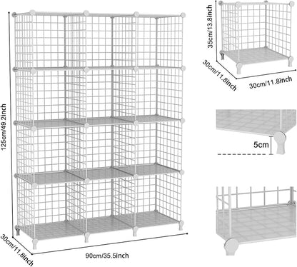 12-Cube Storage Organizer, Metal Wire Cube Shelving Unit, 11.8" L x 11.8" W x - Image 3