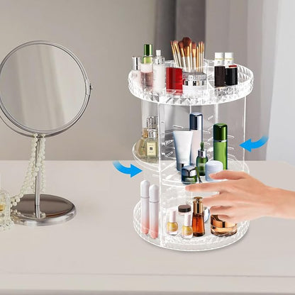 Rotating Makeup Organizer, 360° Rotating Storage, 3 Layer Adjustable Makeup - Image 2